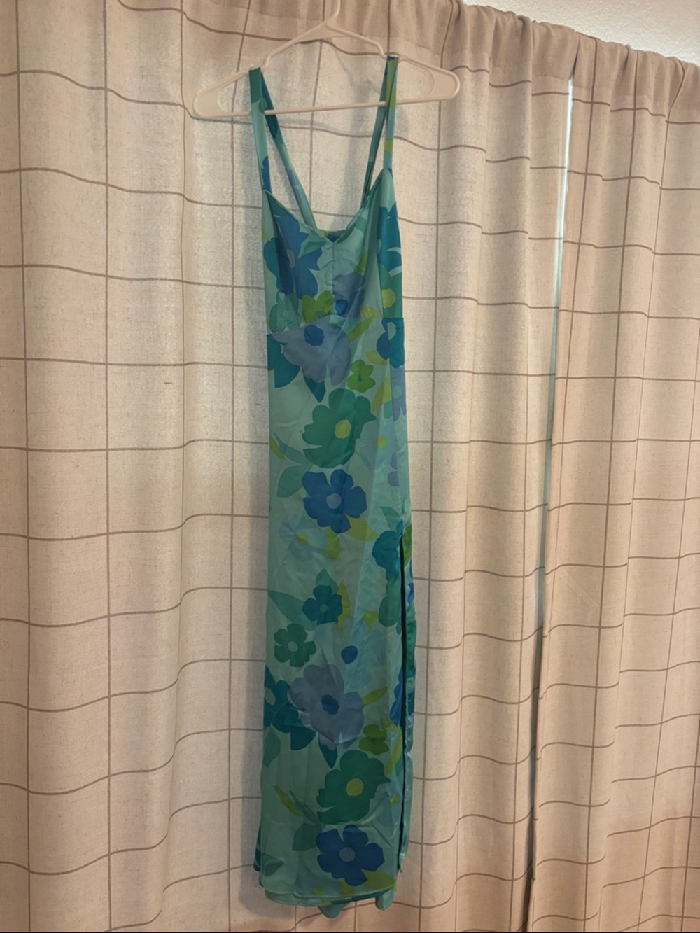 Show Me Your MuMu Aqua & Blue Floral Midi Slip Dress - Picture 2 of 2